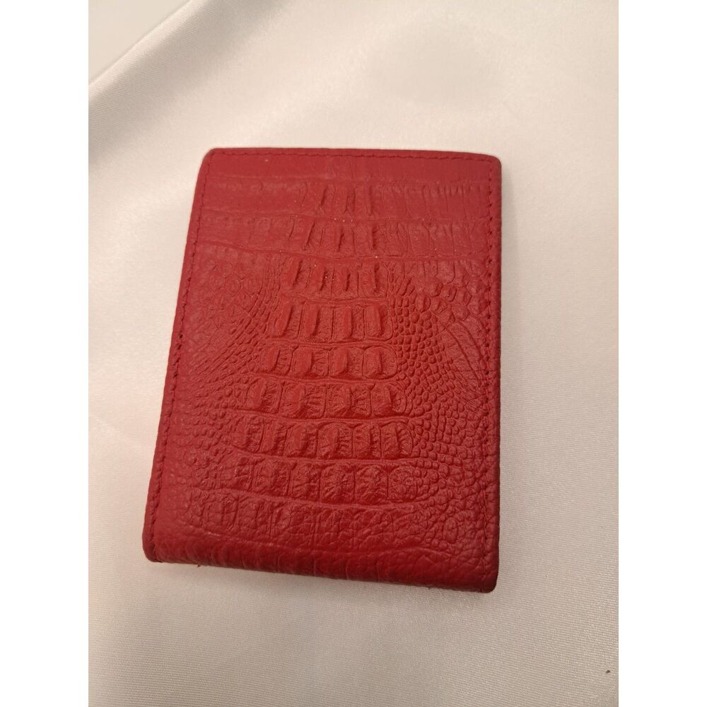 Holiday Sale! Red Minimalist Alligator Leather Slim Unisex Card-Cash Wallet